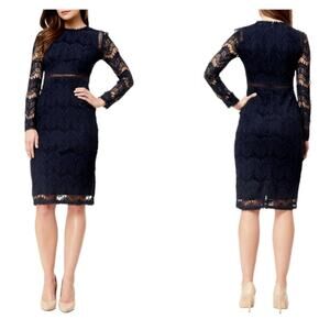 Love X Design Navy Blue Lace Long Sleeve Midi Dress Size Medium NWOT $108 MSRP